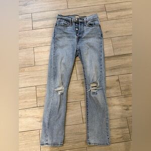 LEVIS Blue Distressed Women Straight Jeans